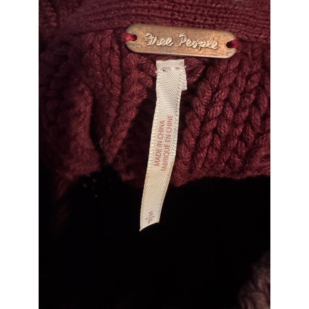 FREE PEOPLE | Sweetheart Mock Neck Sweater Women S Garnet Chunky Knit Boho Cozy - Picture 6 of 6